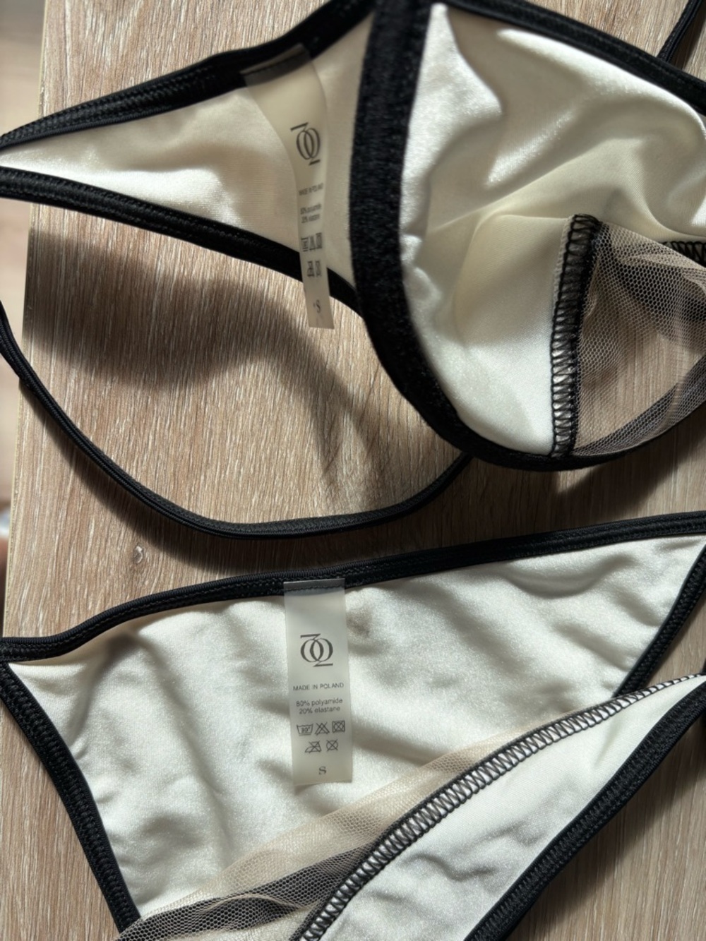 God Save Queens one- Shoulder Black-Trim mesh and White Bikini Set - Picture 5 of 12
